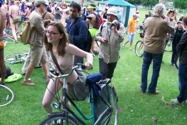 Cute nude nerdy cyclist girl